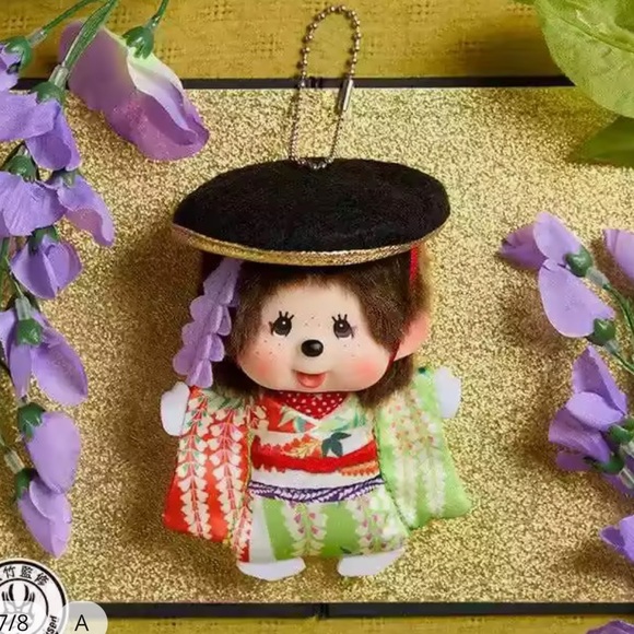 Colorful Monchhichi Kimono Doll Keychain Japan - Picture 1 of 4